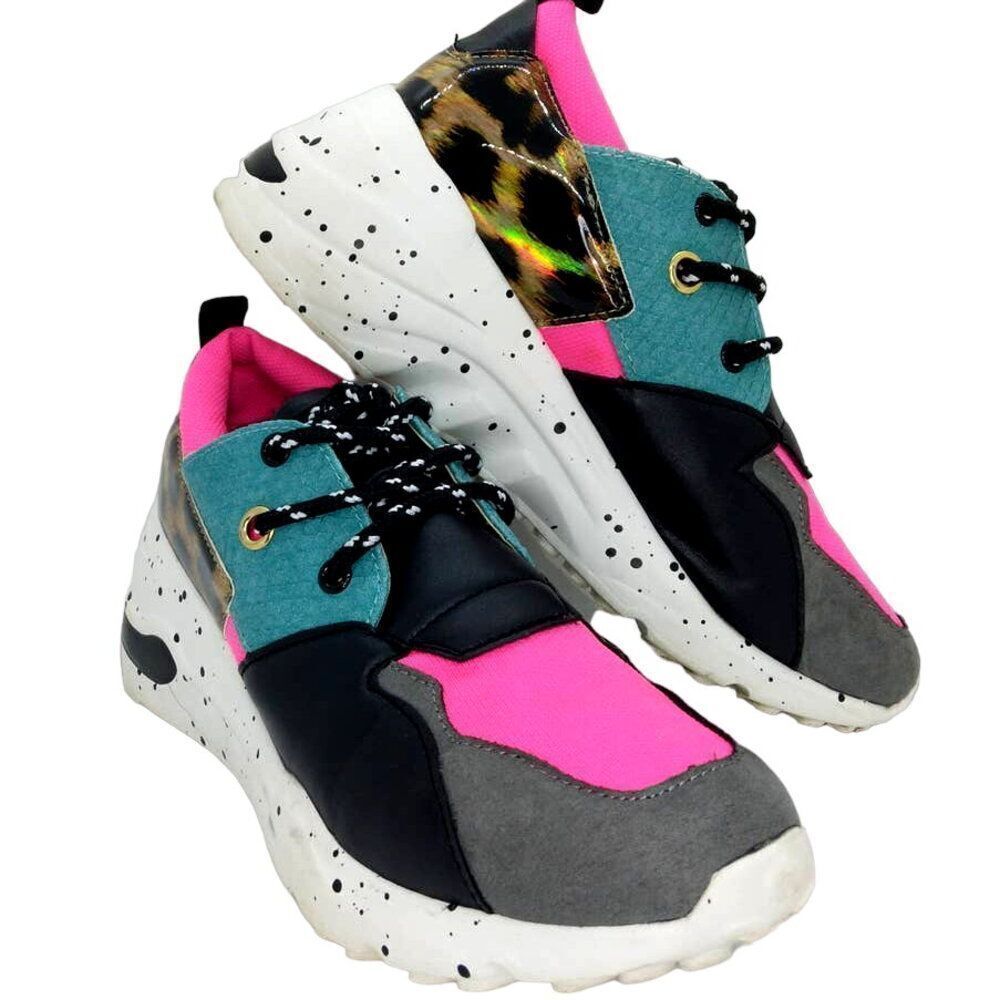 Top Moda Healy Womens Leopard Platform Wedge Sneakers - Size 8.5